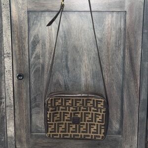 Fendi Brown Zucca Monogram Crossbody Shoulder Bag